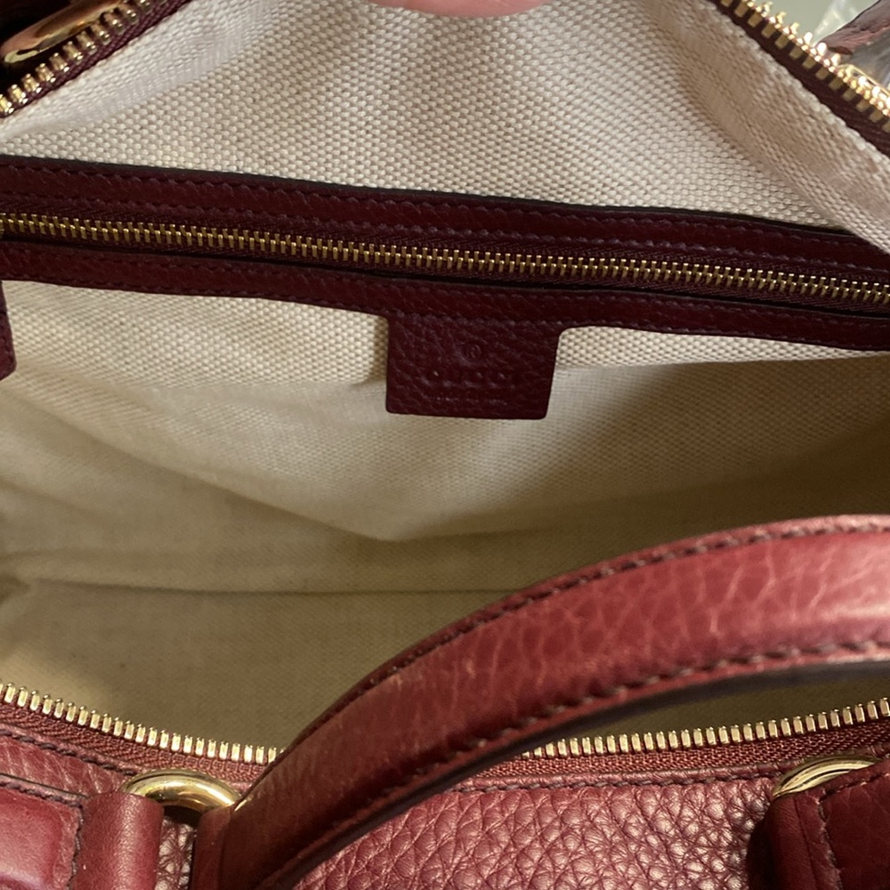 Gucci SoHo Bordeaux Leather Bowler Boston Bag Interlocking GG With COA and Dusty - Picture 12 of 15